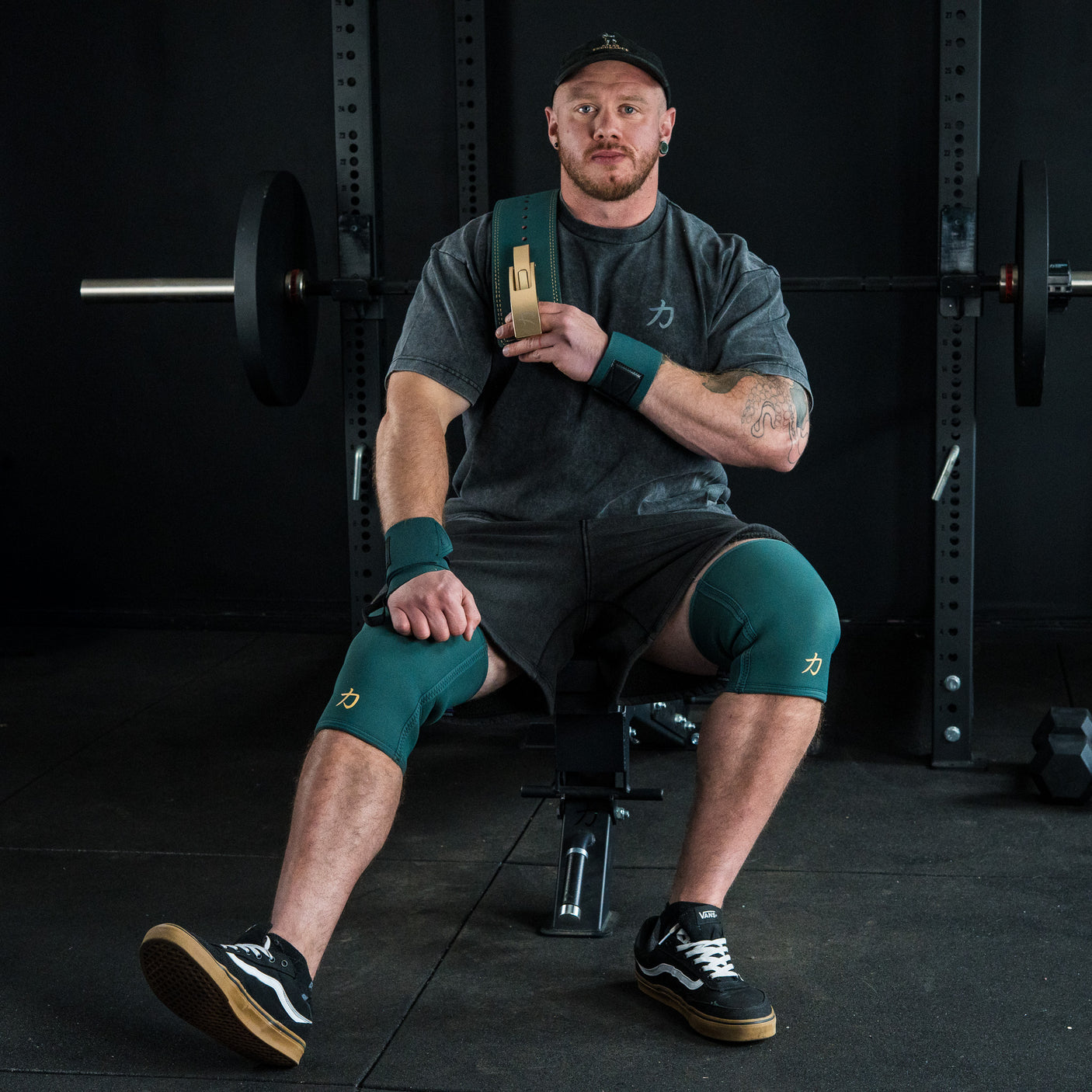 Strength Stack - Vintage Green - 10mm Lever Belt, 7mm Inferno Knee Sleeves & Zeus Wrist Wraps