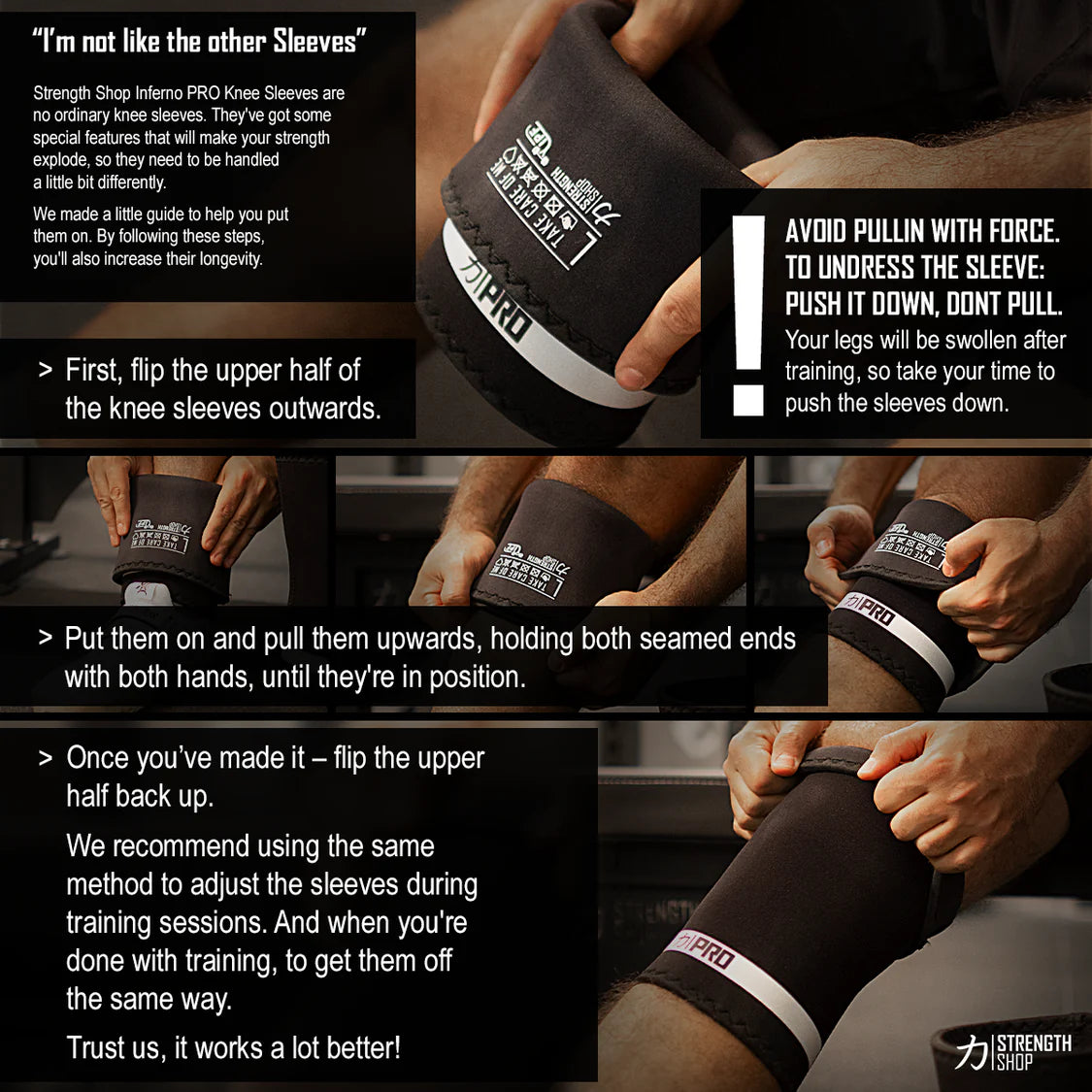 7mm Inferno PRO Knee Sleeves - Extra Stiff Neoprene - Black - IPF APPROVED - ONLY SIZE 2XS, 4XL & 5XL