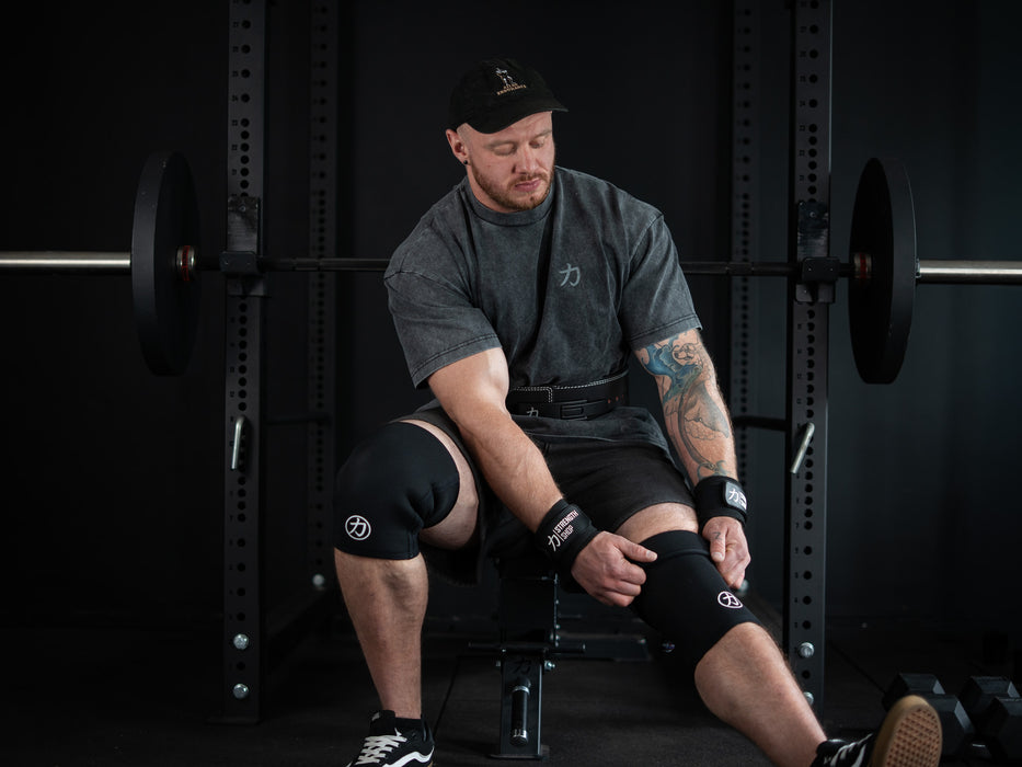 Strength Stack - Black - 13mm Lever Belt, 7mm Inferno Knee Sleeves & Zeus Wrist Wraps
