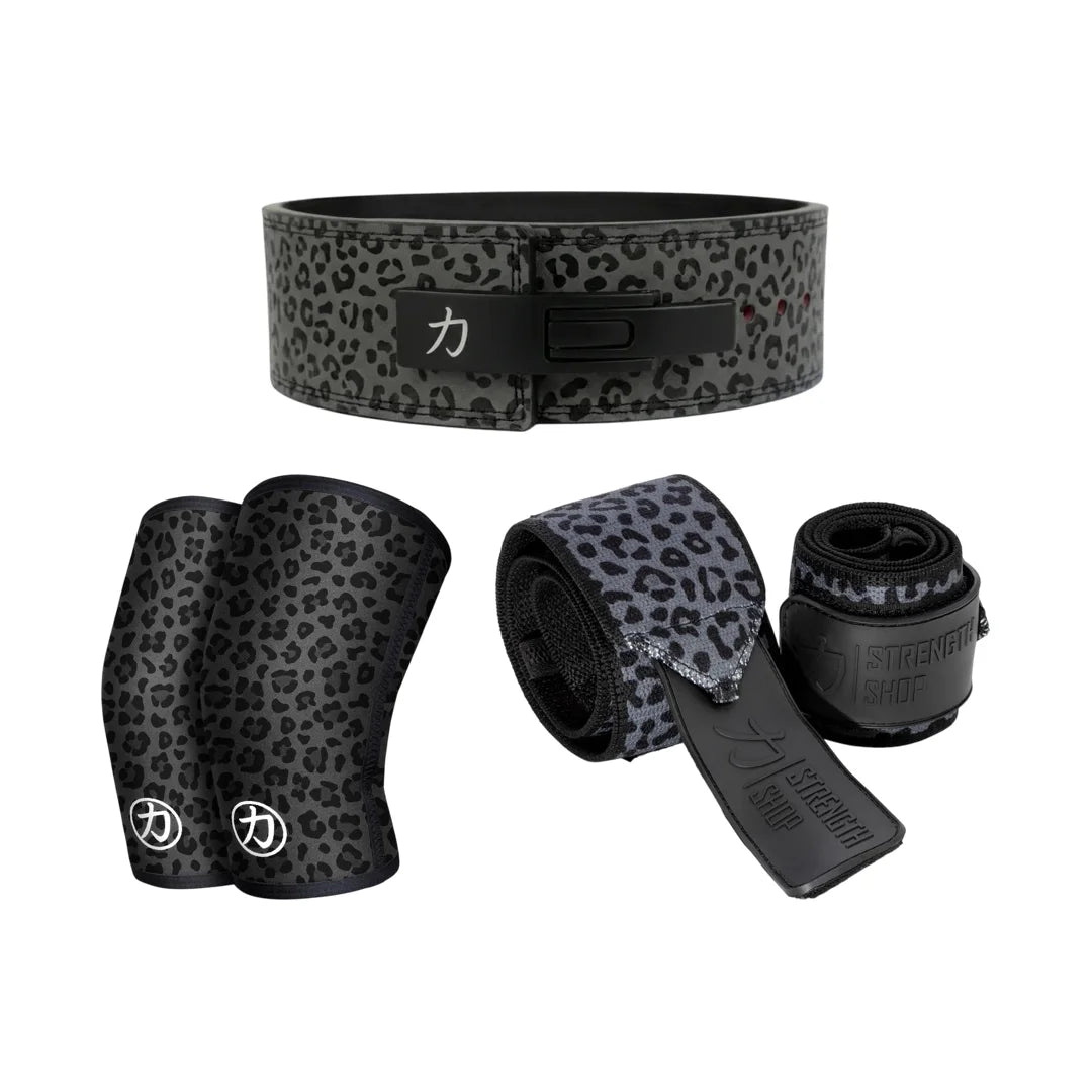 Strength Stack - Dark Leo - 10mm Lever Belt, 7mm Inferno Knee Sleeves & Zeus Wrist Wraps