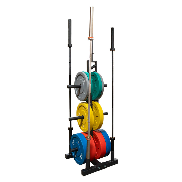 Deluxe Rubber Bumper Plate Olympic Weight Tree/Bar Holder
